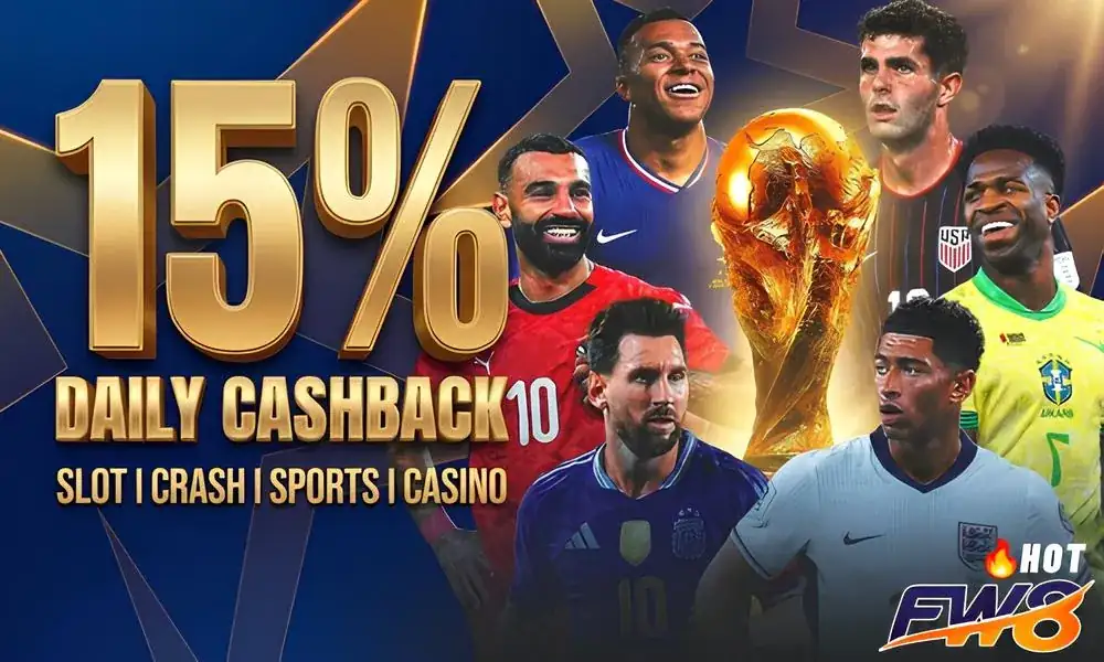 FW8 15% daily cashback on slots, crash, sports and casino in Nepal
