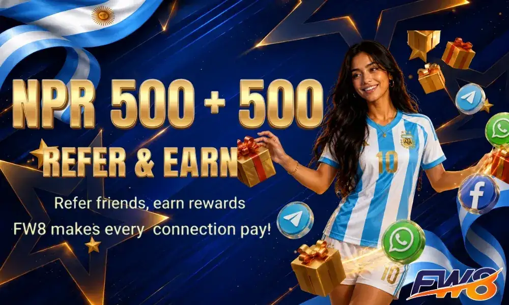 FW8 refer and earn NPR 500 plus 500 bonus in Nepal