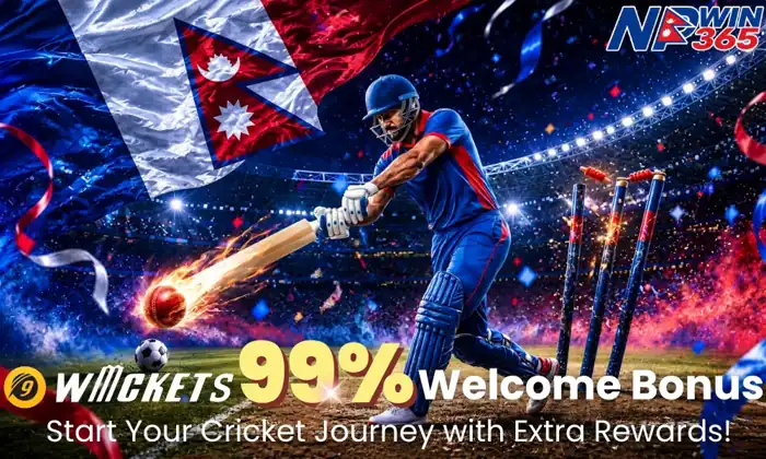 NPwin365 99% cricket welcome bonus, 9 Wickets offer, in Nepal