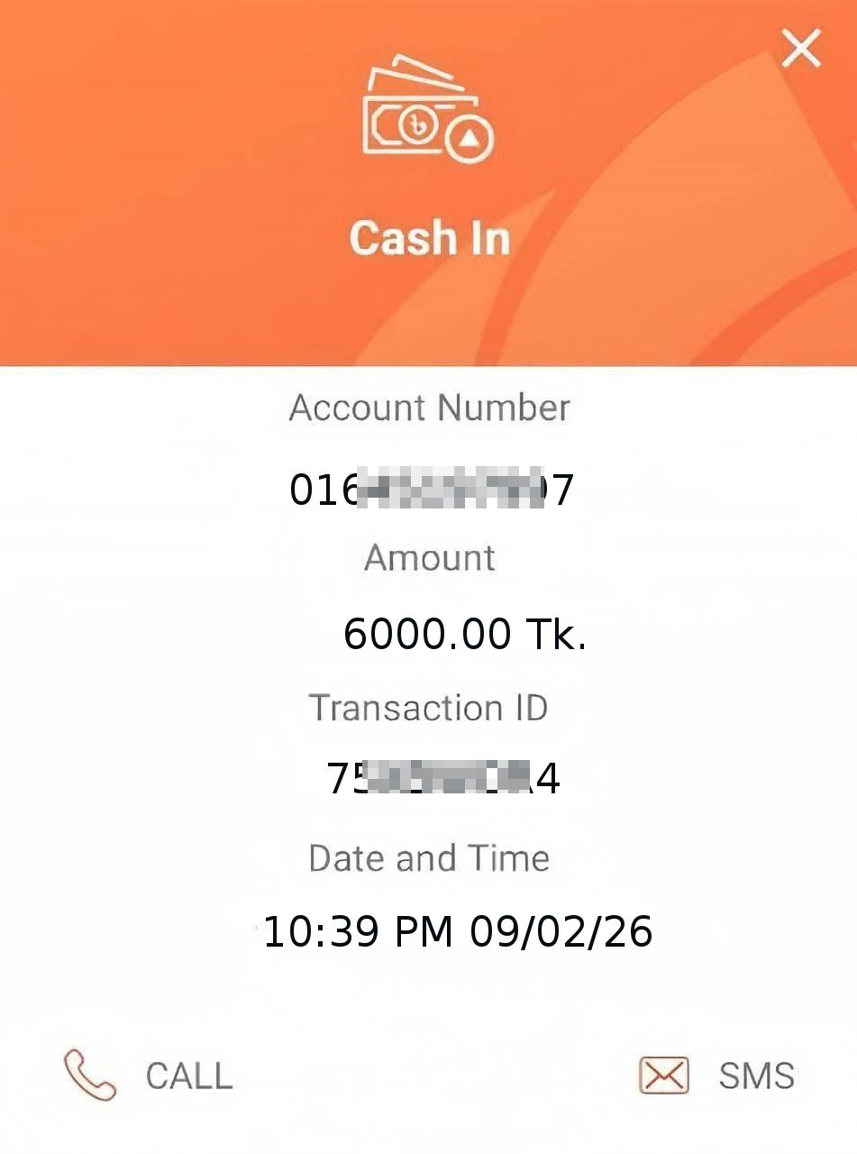 দ্রুত পেআউট ৳৬,০০০ প্রমাণ